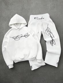 PAVTROS Bộ đồ nam 2 trong 1 gồm áo hoodie và quần, kiểu dáng đường phố thời thượng, có hai cạp quần, khóa kéo ở gấu quần, thêu chữ Freedom, thích hợp cho các lễ hội âm nhạc ngoài trời, câu lạc bộ đêm, quà tặng cho bạn trai/chồng, quà kỷ niệm, màu xám nhạt. - trắng - Xem 3