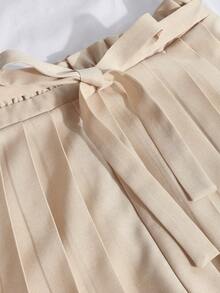 Franclia Women's Elegant Commute & Date Sleeveless Pleated 2 Pieces Set - Light Yellow - View 4