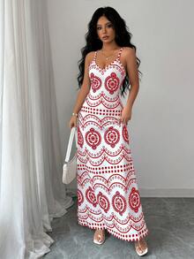 Selianne Women's Casual Vacation Perris Print Dress - Red - View 4