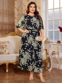 Reflora Đầm hè xếp ly hình học thanh lịch cỡ lớn bằng vải chiffon - Nhiều màu - Xem 6