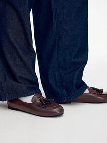 女士时尚圆头套脚芭蕾平底鞋 - 棕色 - 查看 3