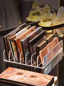 1pc Clear Acrylic 7-Grid Eyeshadow Tray Cosmetic Organizer Storage Box Desktop Dressing Table Display Stand - Clear - View 3