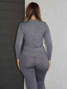 Arliah Suéter de punto con botones y manga larga para primavera, estilo Y2K de los 90, casual y lindo, para aeropuerto, vacaciones, verano, otoño, vuelta al colegio, otoño, invierno, uso diario, Navidad, trabajo, oficina, elegante, fiesta de noche - Gris - Ver 2