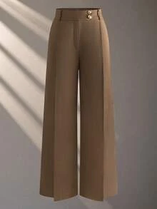 Franclia Women's Casual Khaki Straight Leg Wide Leg Suit Pants, Suitable For Spring/Summer Commuting And Outings