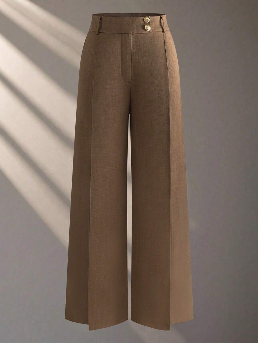 Franclia Women's Casual Khaki Straight Leg Wide Leg Suit Pants, Suitable For Spring/Summer Commuting And Outings