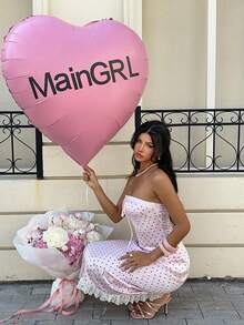 MainGRL 女士缎面无肩带连衣裙，优雅 - 淺粉色 - 查看 3