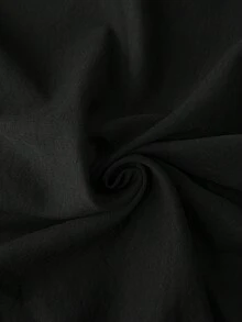 SHEIN LUNE Women's Contrast Lace Lantern Sleeve Single-Breasted Elegant Mid-Length Dress Spring Outfit Women Pring Break Outfits Party Dress Elegant Dresses For Women Elegant Dress Women Casual Dresses For Women Casual Long Dress Black Dress Business Casual Woman - Black - View 7