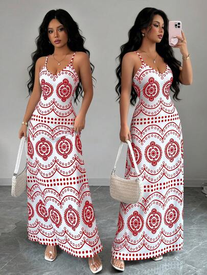 Selianne Vestido casual de vacaciones con estampado Perris para mujer