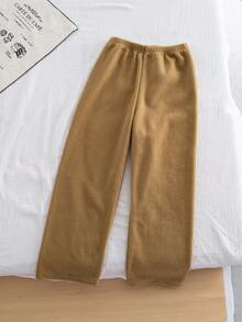 Girls' Plaid Fluffy Cardigan Cozy Pajama Set - Khaki - View 4