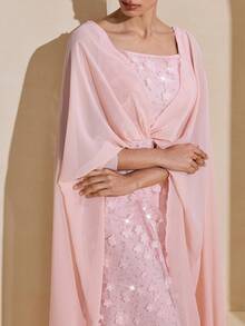 Graceveil Đầm dạ hội thanh lịch dành cho nữ, thắt eo, trang trí hoa 3D, thiết kế phối lưới, phù hợp cho các dịp lễ hội Ả Rập. - Hồng - Xem 7