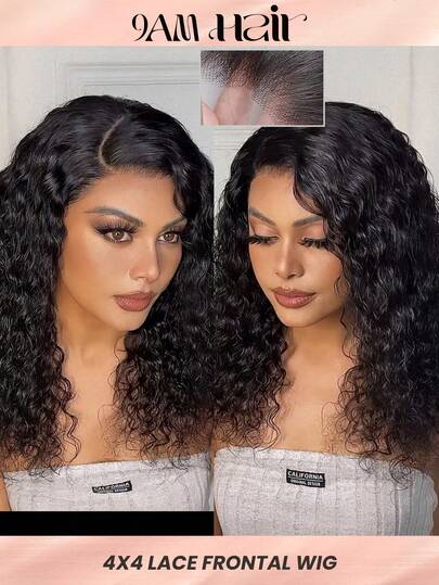 Transparent Lace Water Wave 13X4 Lace Frontal Wigs 180% Density 16-20 Inch 1B Natural Black Color Pre Plucked Natural hairline Top Quality Human Hair Wigs For Women