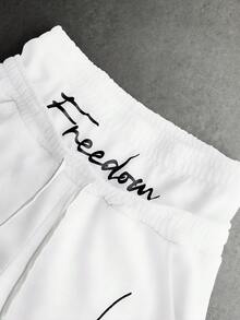 PAVTROS Bộ đồ nam 2 trong 1 gồm áo hoodie và quần, kiểu dáng đường phố thời thượng, có hai cạp quần, khóa kéo ở gấu quần, thêu chữ Freedom, thích hợp cho các lễ hội âm nhạc ngoài trời, câu lạc bộ đêm, quà tặng cho bạn trai/chồng, quà kỷ niệm, màu xám nhạt. - trắng - Xem 5