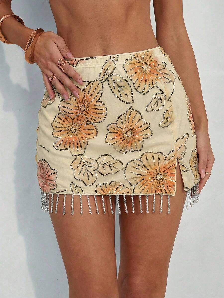 Aloruh Y2K音乐节演唱会派对优雅亮片流苏边沙滩裙女款