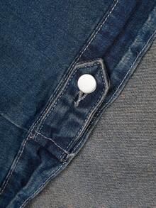 Manfinity Homme 大码翻领蓝色水洗牛仔夹克 - 藍色 - 查看 7