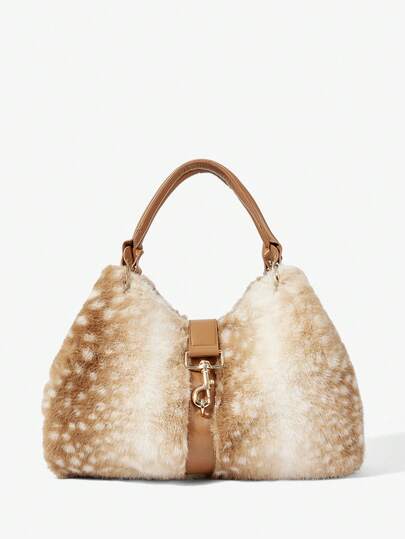 Viva Strut Ladies, Women Shoulder Bag, Hobo Bag, Fluffy , Plush, Fur & Fuzz, Animal Print, Fashionable, Elegant , Simple, Personalized, Versatile, Classic, For Commute, Office, Date, Daily, Shopping