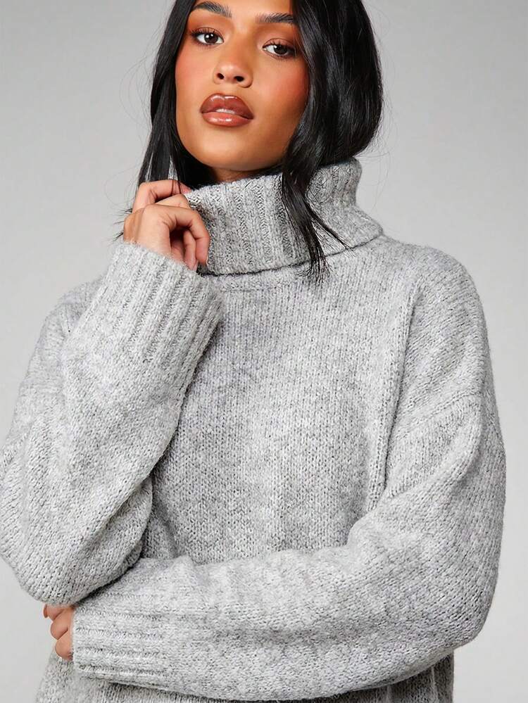 MISSGUIDED Luźny sweter z golfem i ściągaczami na mankietach i dole, idealny na co dzień i na zimę