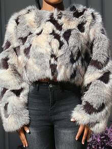 Steph T 女士黑灰色渐变狐狸耳连帽夹克 - 灰色 - 查看 5