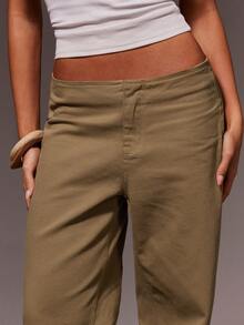 Athîral 女士休闲低腰喇叭牛仔裤，灰绿色 - 橄欖綠 - 查看 4