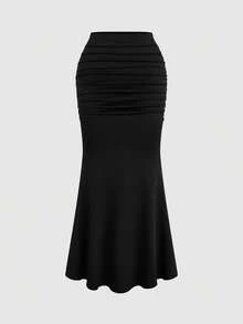 Sweetra加大码两件套女士优雅派对纯色美人鱼裙和印花裙 - 彩色 - 查看 13