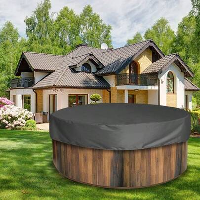 1 Outdoor Round Waterproof Bathtub Cover, Made Of 190 Silver-Coated Polyester Twill Fabric, Frostproof, Sunproof, Waterproof, Dustproof, Suitable For All Seasons, Ideal For Courtyard Garden Outdoor Round Bathtubs