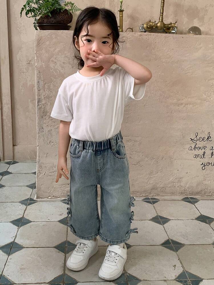 Toddler Girls' Solid Color Casual Jeans