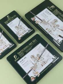 10/12/19/27 素描铅笔套装，专业艺术炭笔绘画套装，素描和人体素描便携式铁盒套装，不含炭笔，不含木柄 - 素描鐵盒裝 - 查看 6