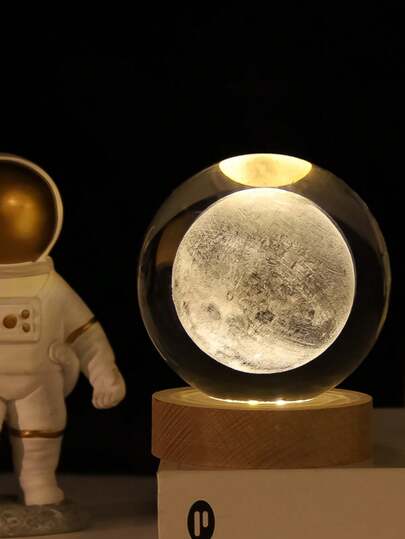 1PC/2pcs Moon Crystal Ball Gift, 3D Moon Statue Crystal Ball, 60mm (2.36in) Crystal Ball Moon, Glass Ball Gift, Mom, Wife, Girlfriend, Home Office Decoration Birthday