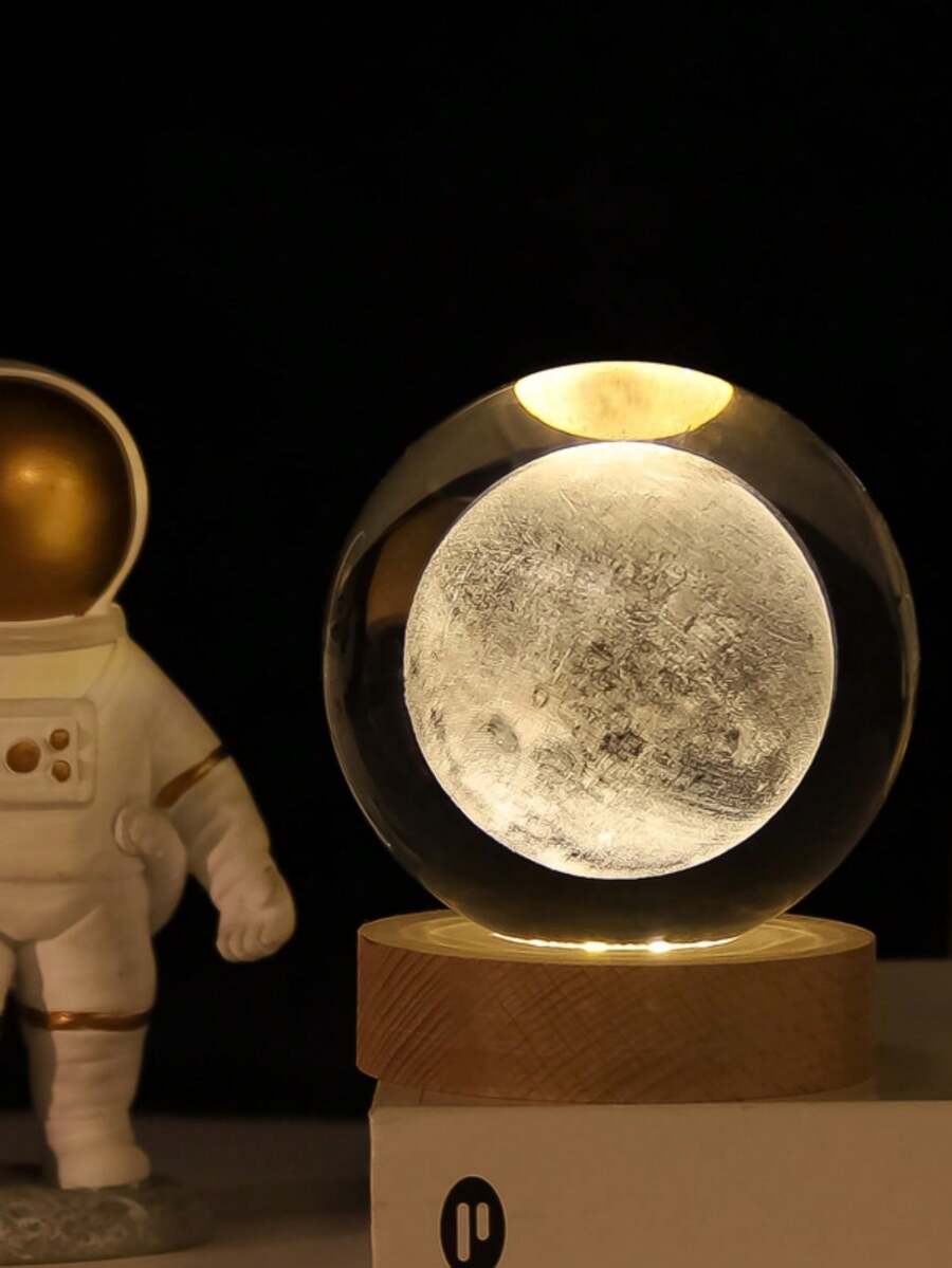 1 pieza/2 piezas Bola de cristal de luna como regalo, Estatua de luna 3D de bola de cristal, Bola de cristal de luna de 60 mm (2.36 in), Bola de cristal como regalo, Mamá, Esposa, Novia, Decoración del hogar y oficina, Cumpleaños - Multicolor - Ver 1