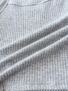 Tween Girls Floral Grey Camisole Knit Cropped Numeric Print Tank Top - Grey - View 7