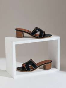 SHUZIA 女士时尚简约高跟凉鞋，适合夏季日常穿着万圣节圣诞节秋冬季 - 黑色 - 查看 4