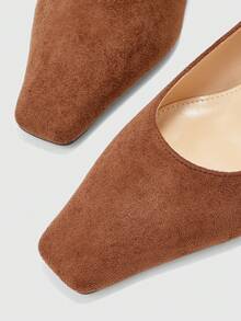 CUCCOO BIZCHIC Pantofi cu toc înalt și vârf pătrat pentru femei, eleganți, potriviți pentru naveta zilnică - Moca Brown - Vizualizare 6