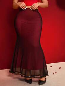 Elenzga Chân váy dài dáng đuôi cá ôm sát, thanh lịch, chất liệu lưới co giãn cao cấp, thích hợp cho ngày Valentine, đi dự tiệc, mua sắm, mặc hàng ngày, đi làm và đi nghỉ mát. - Đỏ - Xem 4