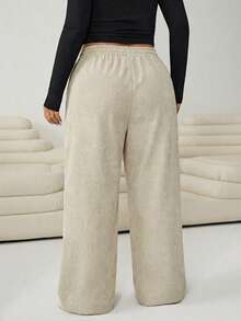 Solflare 大码女式休闲宽松纯色抽绳裤