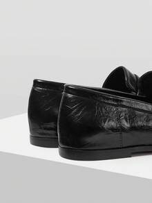 Mnmlis 女士休闲百搭通勤平底乐福鞋 - 黑色 - 查看 5