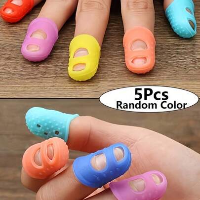 5PCS Silicone Finger Protectors Heat Resistant Anti-Slip Thumb Covers For Hot Glue Gun, Reusable Finger Tip Pads Grips For DIY Craft Sewing Money Counting Writing Sorting Tasks And Sports Games