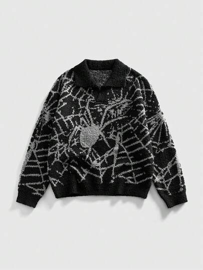 Jersey de punto jacquard para hombre, corte holgado