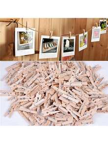 50/100 piezas de pinzas de fotos de madera, pinzas de memo de madera de colores, decoración de pared DIY para dormitorio, hogar, boda, fiesta de cumpleaños, 2,5 cm - Multicolor - Ver 11