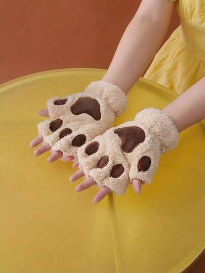 Joivida Cat Paw Open Finger Gloves Thermal Lined Hand Warmers Non Slip Grip Design For Writing Typing Autumn Winter Christmas Stocking Fillers Holiday Gift Ideas Scandinavian Style Must Haves