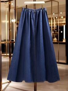 GlowEve Women's High Waist Pocket Casual/Work Denim Skirt - Dark Wash - View 2