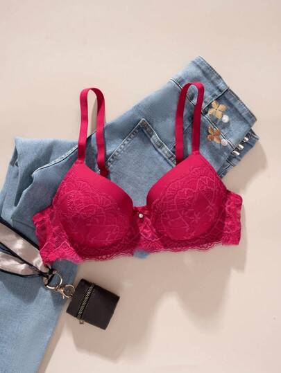 1 st. spets patchwork sexig push-up romantisk bystlös bh för kvinnor med liten byst