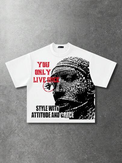 ROMWE MEN Camiseta de manga corta con estampado gráfico casual para hombres, estilo callejero retro