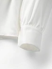 GlowEve Women's Elegant Embroidered Lantern Sleeve Open Front Blouse, Spring/Autumn - White - View 3