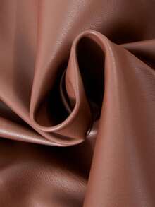 SHEIN ChillGRL 女童 PU 皮裙，厚实面料，Y2K 可爱风格，腰间蝴蝶结装饰，适合春秋季休闲、派对、度假等场合。 - 摩卡棕 - 查看 6