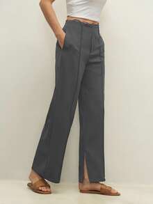 BizChic 酒红色薄纱蕾丝阔腿裤，适合音乐节、派对、婚礼、都市时尚、通勤、浪漫休闲、商务休闲等场合，优雅迷人，也适合日常穿着、工作、约会、音乐节等场合。