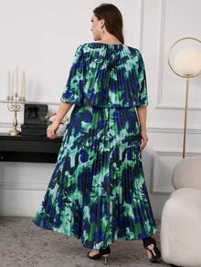 Reflora Damen Große Größen Sommerkleid, elegantes plissiertes Chiffon-Kleid, halbtransparentes langes Kleid, schönes fließendes Kleid - Verschiedenfarbig - Übersicht 3