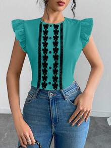 Chiquease Women's Woven Casual Holiday Summer Shirt - Teal Blue - View 3