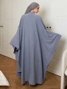 DAZY Women's Elegant Textured Shirred Robe, 2 Pieces Set, Spring/Summer - Blue - View 2