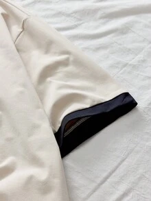 AXEPEAK 男士字母印花圆领短袖休闲百搭T恤 - 杏色 - 查看 5