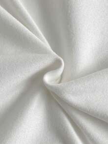 Girls Plain Knitted White Undershirt With Long Sleeves Ruffled Neckline And Bow Accents - White - View 3