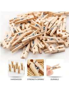 50/100 piezas de pinzas de fotos de madera, pinzas de memo de madera de colores, decoración de pared DIY para dormitorio, hogar, boda, fiesta de cumpleaños, 2,5 cm - Multicolor - Ver 8